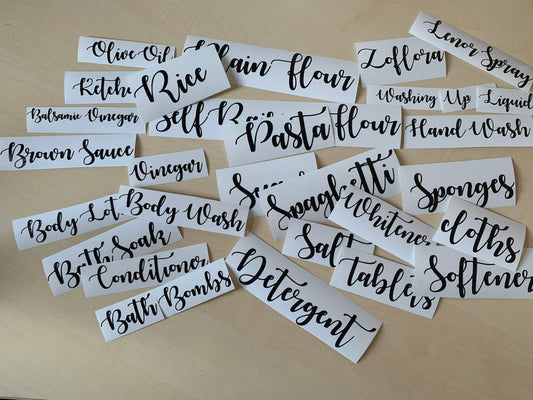 ETIQUETAS CORTE DE VINYL (SOLO LETRAS SIN FONDO ) PARA ORGANIZAR